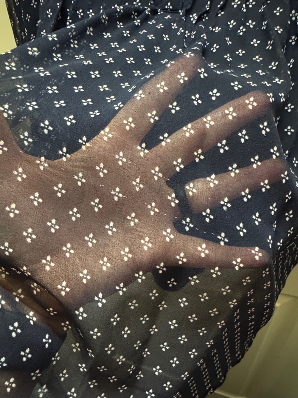 Charter Club Navy and White Pintuck Peasant Blouse - Picture 4 of 7